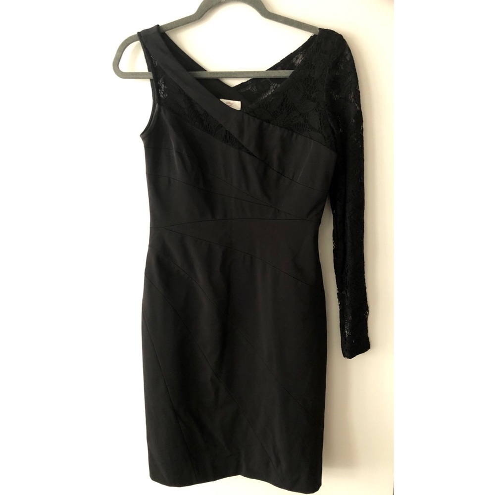 One shoulder black dress